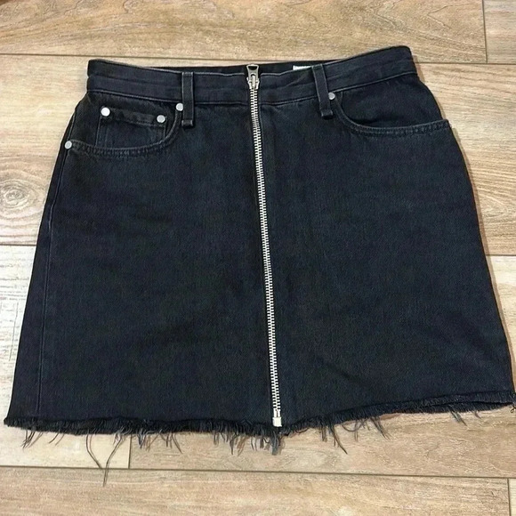 Rag & Bone Black Denim Mini Skirt - Size 26 - Picture 3 of 5